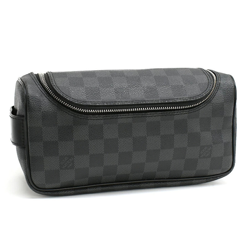 Louis Vuitton Toilette Pouch Clutch Bag Damier Graphite Black Canvas Black Gray